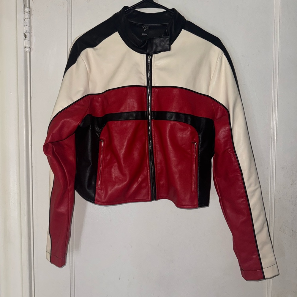 Windsor Red, Black, and Cream Leather Jacket